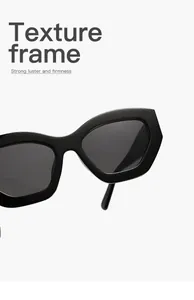 Gros plan sur la monture de lunettes de soleil œil de chat noire irrégulière avec texture