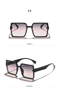 Square frame sunglasses for women with gradient lenses shown in front and side views