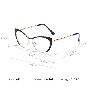 Occhiali anti luce blu cat eye retrò con elegante montatura in metallo da donna