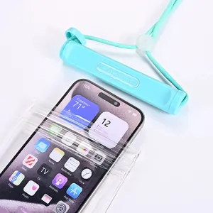 Pochette de téléphone étanche transparente avec triple fermeture sécurisée et cordon