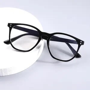 Classic retro black square frame anti-blue light glasses for men and women with clear lenses