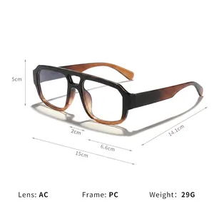 Professional anti-blue light double-bridge glasses with black and orange gradient frame