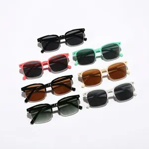 Set of children's semi-rimless square sunglasses featuring multiple stylish frame colors