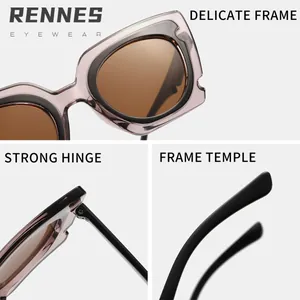 Rennes women's large frame cat eye sunglasses with brown lenses and anti-blue light