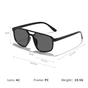 Elegante schwarze Pilotenbrille für Damen und Herren mit PC-Rahmen und AC-Gläsern
