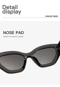 Gros plan sur le support nasal ergonomique des lunettes de soleil œil de chat