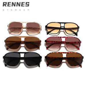 Vintage oversized double bridge aviator sunglasses shown in six stylish colors
