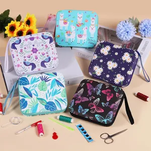 Portable Sewing Kit For Home Travel Professional Multifunctional Printed PU Case With Needles Thread Scissors Accessories Basic Sewing Tools Set