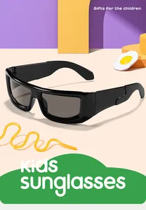 Occhiali da sole cyberpunk per bambini con montatura nera spessa per protezione solare