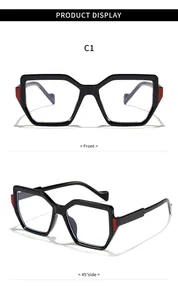 Detailansicht der schwarzen quadratischen Blaulichtfilter-Brille aus Front- und 45-Grad-Winkel