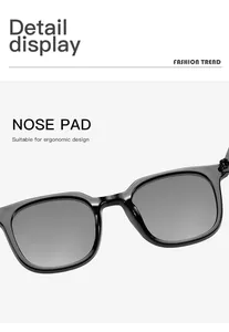 Vue macro détaillée du repose-nez ergonomique sur les lunettes noires carrées rétro