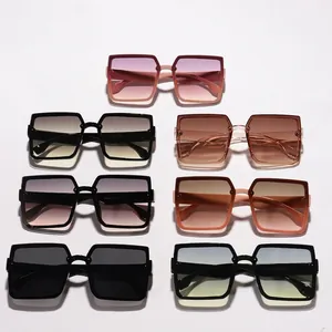 Oversized square sunglasses for women in various gradient colors, Korean style UV protection.