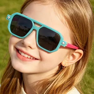 Occhiali da Sole Quadrati per Bambini Protezione UV400 Doppio Ponte Vintage Fashion per Ragazzi Ragazze Neonati Viaggi All'aperto