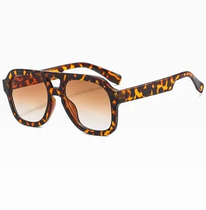Close-up of vintage tortoise shell square sunglasses with double bridge design