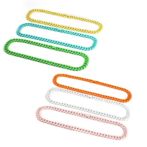 Set of colorful dopamine Cuban link necklaces in candy colors made of stainless steel