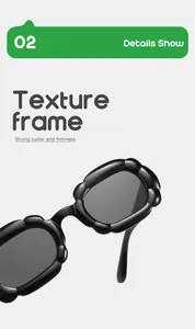 Detailed view of the textured frame on stylish children's bubble rectangular sunglasses
