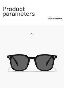 Lunettes de soleil carrées noires classiques avec d'élégants accents de clous argentés