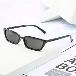 Lunettes de soleil rétro œil-de-chat à petite monture et verres foncés, mode chic