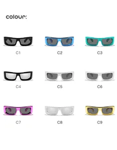 Visualizzazione a griglia di nove varianti di colore di occhiali da sole cyberpunk per bambini