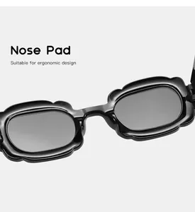 Detail of children's bubble rectangular sunglasses with ergonomic nose pad design