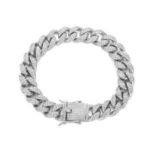 12mm Zirkonia Pavé Panzerarmband mit Kastenverschluss für Herren