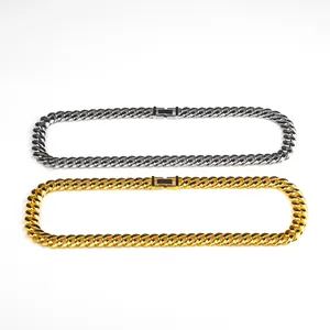 Collane classiche a catena cubana pesante lucida da 12 mm in finitura oro e argento