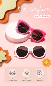 Lunettes de soleil œil de chat pour enfants en rose et blanc avec protection UV certifiée