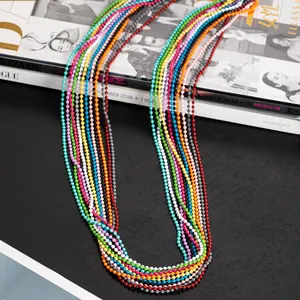 Edelstahl Kugelkette Halskette Bunte Hip Hop Plain Perlenkette Für Herren Damen Trendiger Mode Minimalistischer Schmuck