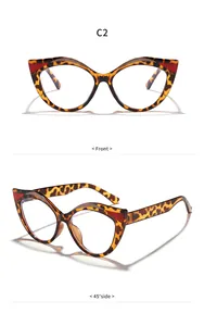 Viste dettagliate della montatura per occhiali cat-eye vintage leopardata con filtro luce blu