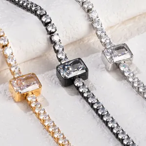 Elegant crushed ice zircon tennis bracelet in gold, silver, and black finishes for women