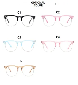 Gafas retro de media montura anti-luz azul para niños en cinco colores opcionales