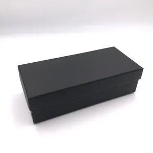 Detailed view showing the premium textured surface of this black rectangular sunglasses box.