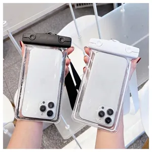 Universal waterproof phone pouch with adjustable lanyard for diving and swimming