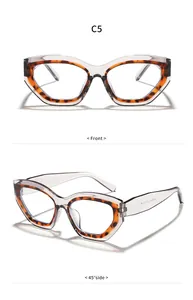 Detailansichten von Schildpatt-Cat-Eye-Blaulichtfilter-Brillen von vorne und der Seite