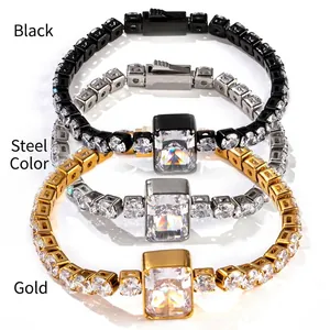 Elegant crushed ice zircon bracelets in gold, silver, and black finishes for women