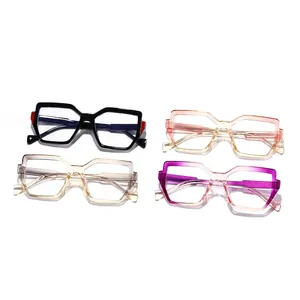 Modische quadratische Anti-Blaulicht-Brille mit Farbverlauf und robustem Rahmen für Damen und Herren
