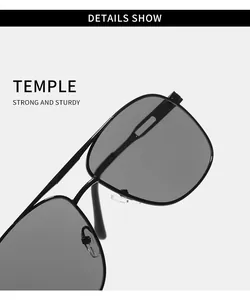 Macro view showing the temple and double bridge detail of retro square metal sunglasses