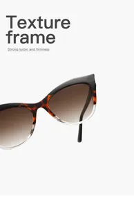 Detail view showing the elegant color-block cat eye sunglasses for women with UV400