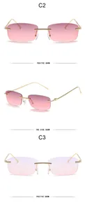 Detail view showing C2 and C3 models of rimless square sunglasses with gradient ocean lenses