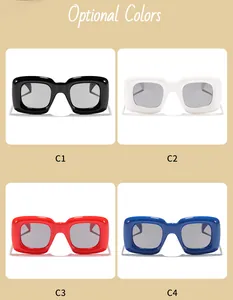 Quattro opzioni colore per occhiali da sole quadrati bambini: nero, bianco, rosso, blu