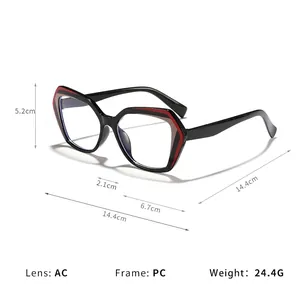Modische polygonale Blaulichtfilter-Brille für Damen mit PC-Rahmen und AC-Linse