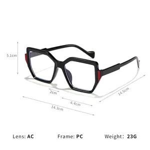 Modische schwarze geometrische Blaulichtfilter-Brille mit PC-Rahmen und Maßen