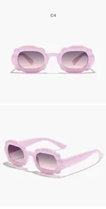 Stylish pink bubble frame kids sunglasses with gradient lenses and rectangular shape