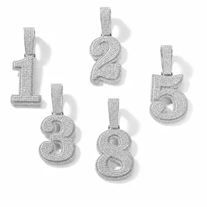 Prachtige iced out hip-hop nummerhangers met zirkonia voor modieuze herensieraden