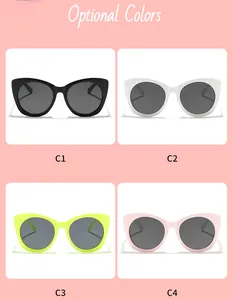 Lunettes de soleil œil de chat pour enfants 4 couleurs noir blanc jaune rose