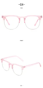 Gafas de media montura rosa para niños contra la luz azul, vista frontal y lateral