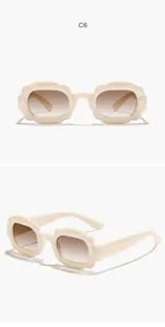Rectangle bubble frame children's sunglasses in macaron cream with gradient lenses