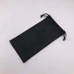 Simple black microfiber drawstring pouch bag for sunglasses and eyewear storage case