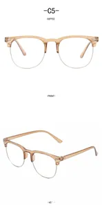 Detalle de gafas retro de media montura anti-luz azul para niños en color café.