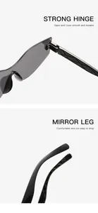 Detail view of strong metal hinge and comfortable mirror legs on vintage cat eye sunglasses